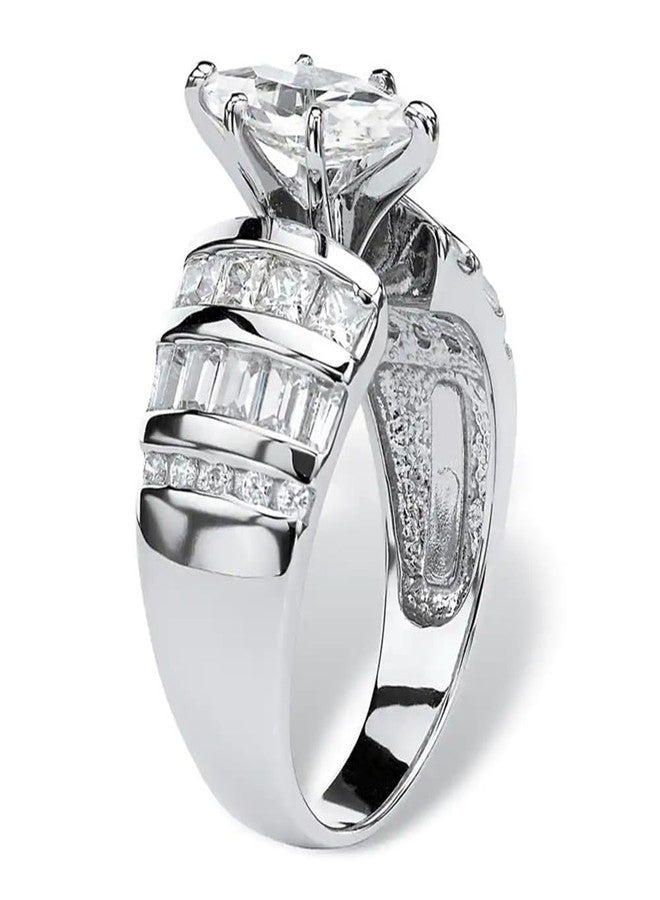 Hsitgexf Marquise/Cushion/Round Cut Baguette Engagement Ring for Women,Sterling Silver Simulated Diamond Cut Cubic Zirconia Wedding Band CZ Promise Ring (8) - Image 3